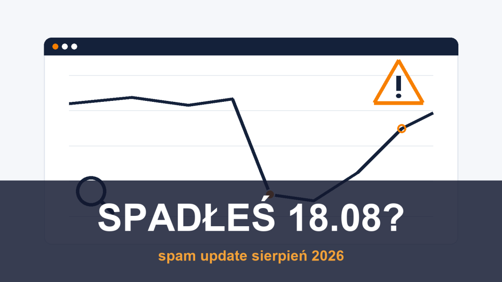 Wykres spadku i odbicia widoczności sklepu po Google spam update sierpień 2026
