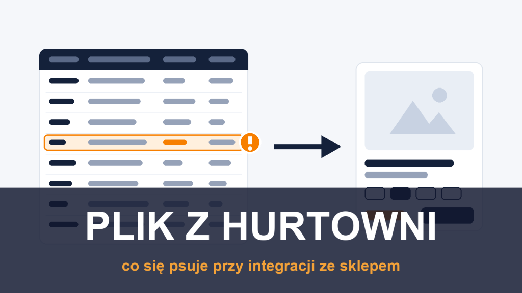 Plik z hurtowni z błędnym wierszem i karta produktu w sklepie internetowym