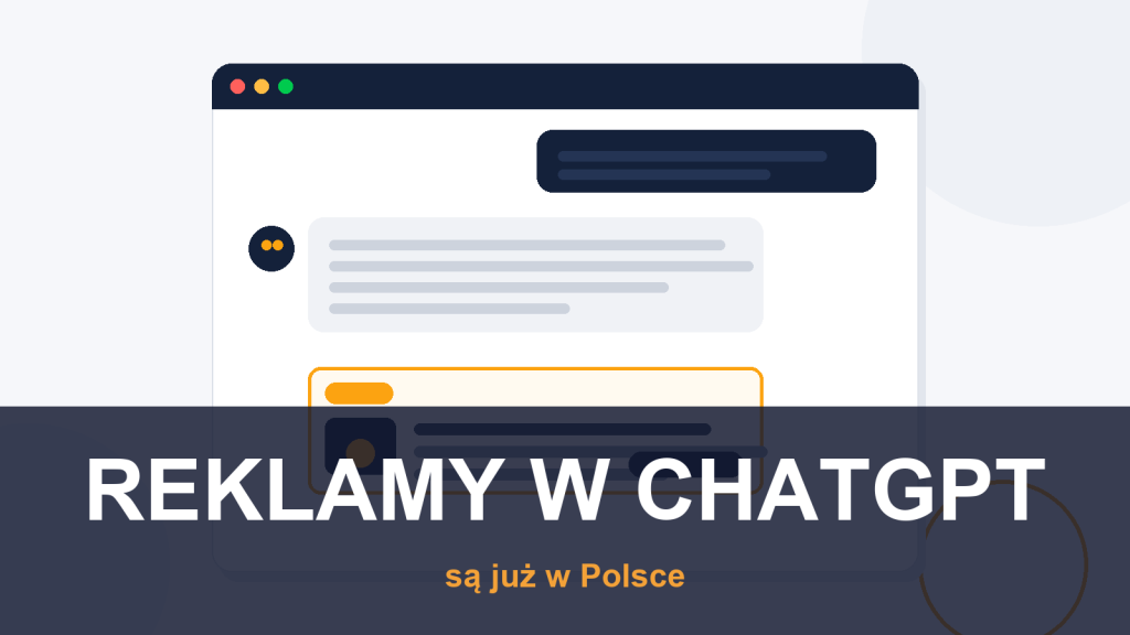 Mockup rozmowy z ChatGPT z oznaczoną kartą reklamy pod odpowiedzią